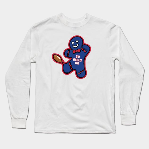Buffalo Bills Gingerbread Man Long Sleeve T-Shirt by Rad Love